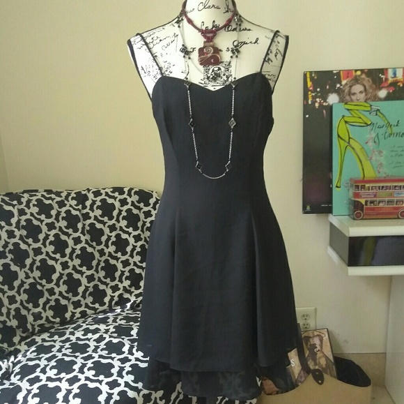 VTG 90s LBD Spaghetti Strap Flouncy Y2K 00s grunge - Picture 6 of 8